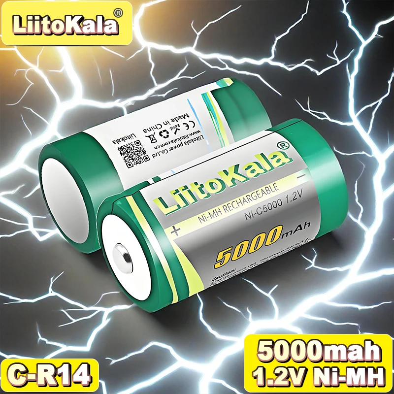 LittoKala 5000mAh Ni-MH Rechargeable Battery CR14 for Electric Toys, Flashlights, Power Tools