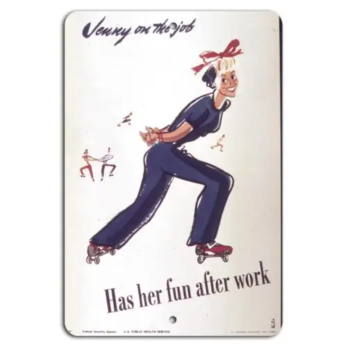 Jenny on the Job: Enjoy Roller Fun After Work!-Aluminum-tin sign