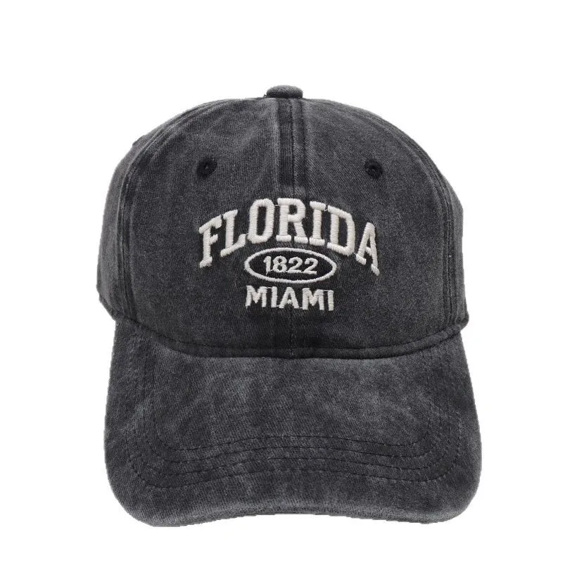 

Florida Embroidery Baseball Cap Vintage Washed Distressed Corduroy Dad Hat Adjustable Snapback Retro Casual Streetwear Unisex