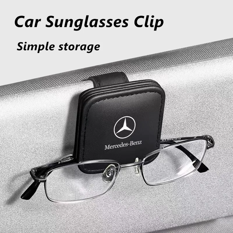 Car Sun Visor Glasses Storage Box Sunglasses Clip Card Ticket Holder For Mercedes Benz B/C/E/S Class A Class C200L GLC GLK CLA