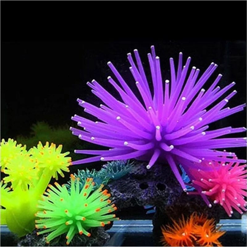 Luminous Simulation Sea Anemone Sea Urchin Silicone Color Coral Plant Aquarium Fish Tank Landscaping Decoration Home Ornaments