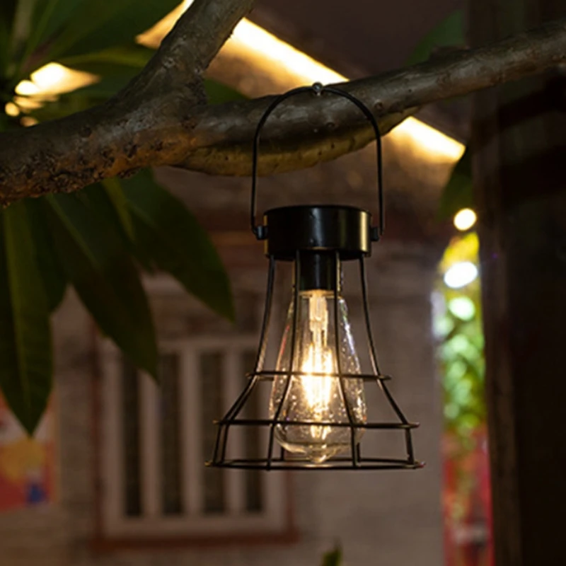 กันน้ําโคมไฟพลังงานแสงอาทิตย์โคมไฟสวนกลางแจ้ง Camping แขวนหลอดไฟ LED ต้นไม้ Night Light ตกแต่งสําหรับ YARD Patio