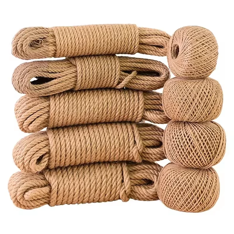 1mm-14mm Natuurlijk Jute Touw Koord Twijnlint Ambacht DIY Bruiloft Jute Draad Handgemaakt Naaiwerk Feest Kerst Huisdecoratie