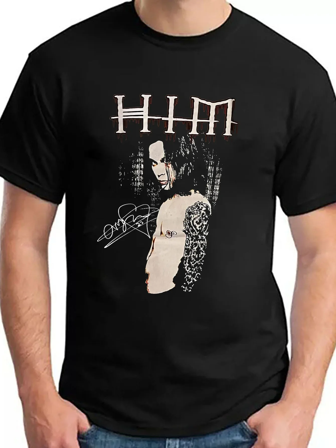 

HIM Band подарки для парня мужские футболки забавные мужские футболки футболки для мужчин футболка с коротким рукавом аниме мужские с принтом BMK03997