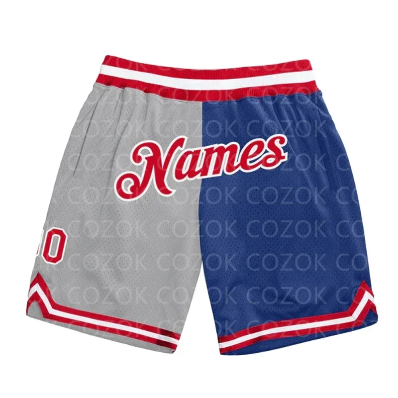 

Custom Blue splice Authentic Basketball Shorts 3D Printed Men Shorts Your Name Mumber Quick Drying Beach Shorts