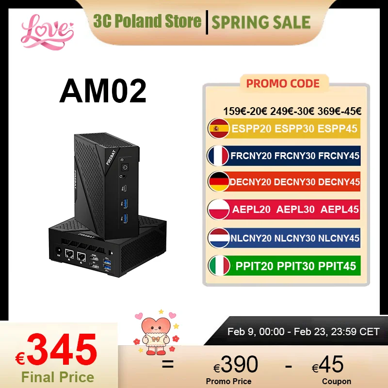 FIREBAT AM02 mini PC AMD Ryzen 5 6600H DDR5 16GB RAM 512GB SSD WIFI6 BT5.2 Przenośny Komputer Stacjonarny MINI PC Port Sieciowy HDMI