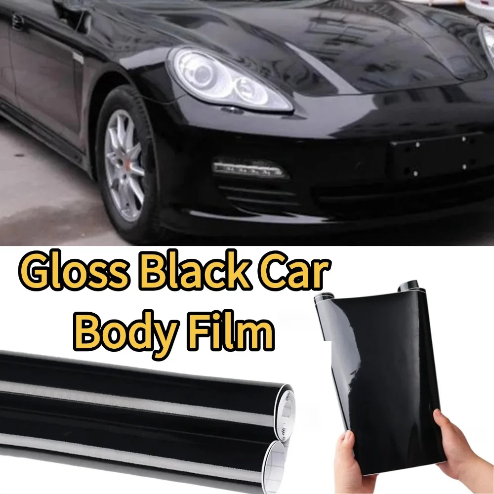 Gloss Black Car Body Film Sticker Vinyl Wrap Self Adhesive Bubble Free Piano Glossy Foil for Mirror Window Trim Auto Accessories