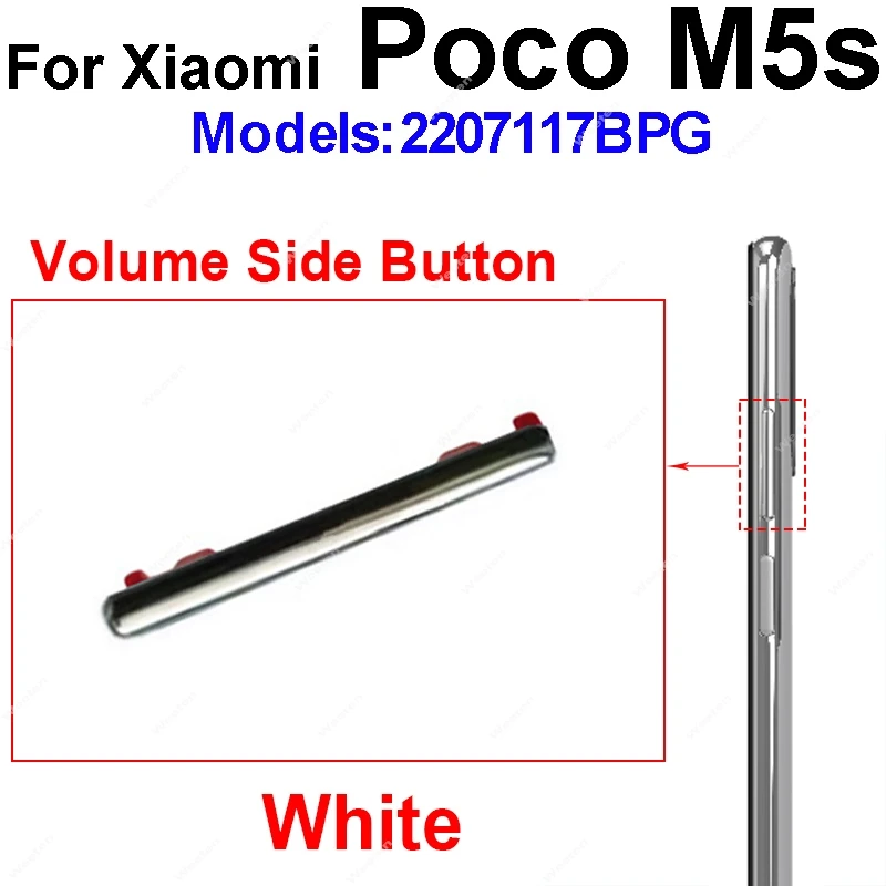 Power Volume Buttons For Xiaomi Poco M5 M5s F5 Pro On Off Power Volume Audio Switch Small Side Keys Repair Parts