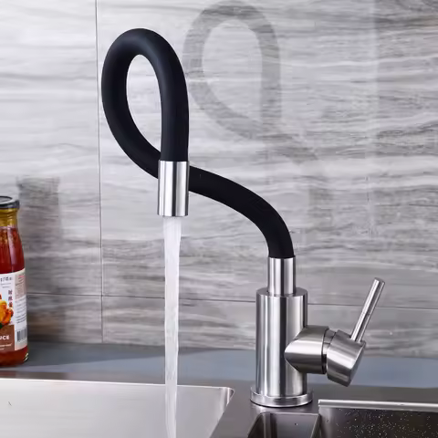 304 Stainless steel Faucets Kitchen Hot Cold Taps Universal Flexible Pipe Kitchen Sink Water Tap Deck Mounted