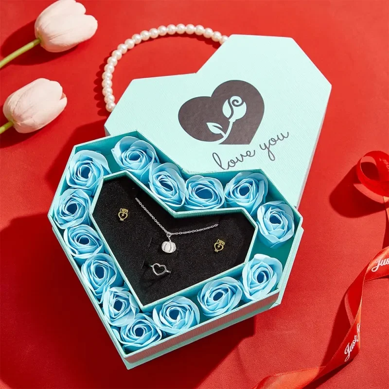 Romantic Heart Shaped Handheld Jewellery Gift Box Valentine's Day Gift Heart Shaped Flower Box  Flower Bouquet Packing Boxes