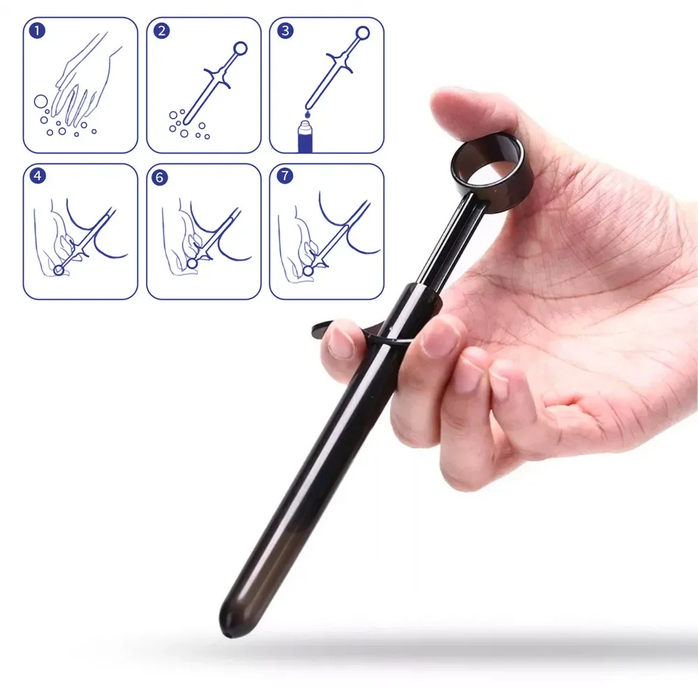 3Pcs Black Personal Vaginal Applicator Lubricant Injector Syringe Disposable Anal Nasal Cavity Applicator Launcher Butt Plug