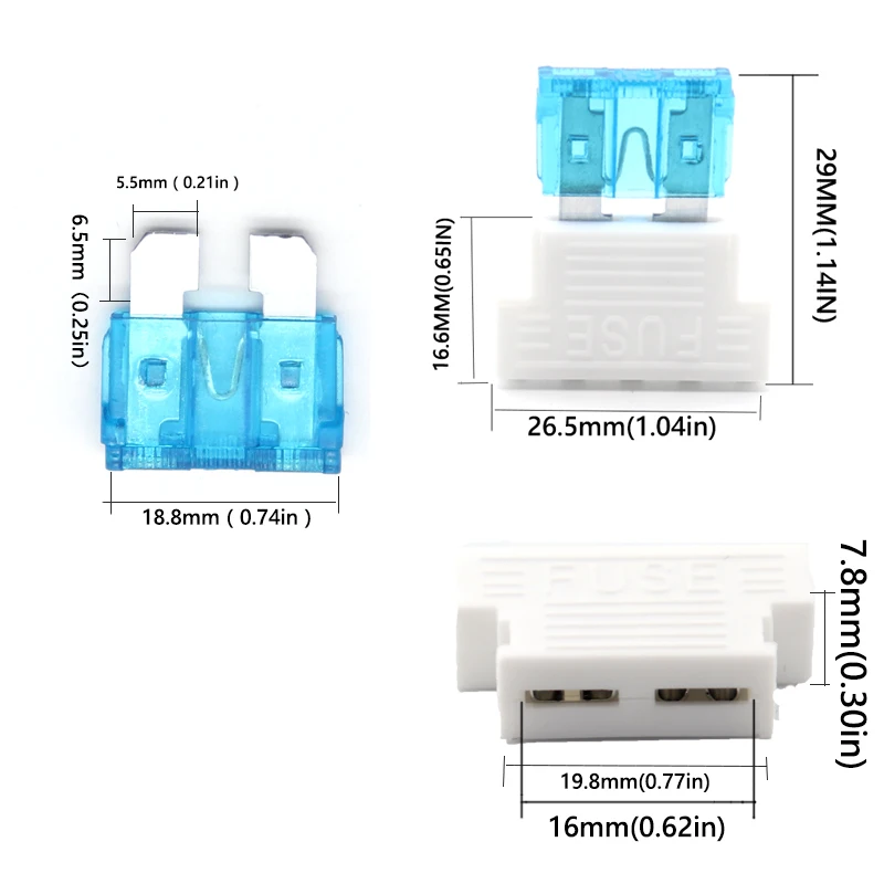【5 Set】Auto Standard Middle Fuse Holder + Car Boat Truck ATC ATO Blade Fuse 1A 2A 3A 4A 5A 7.5A 10A 15A 20A 25 30 35 40 45 50A