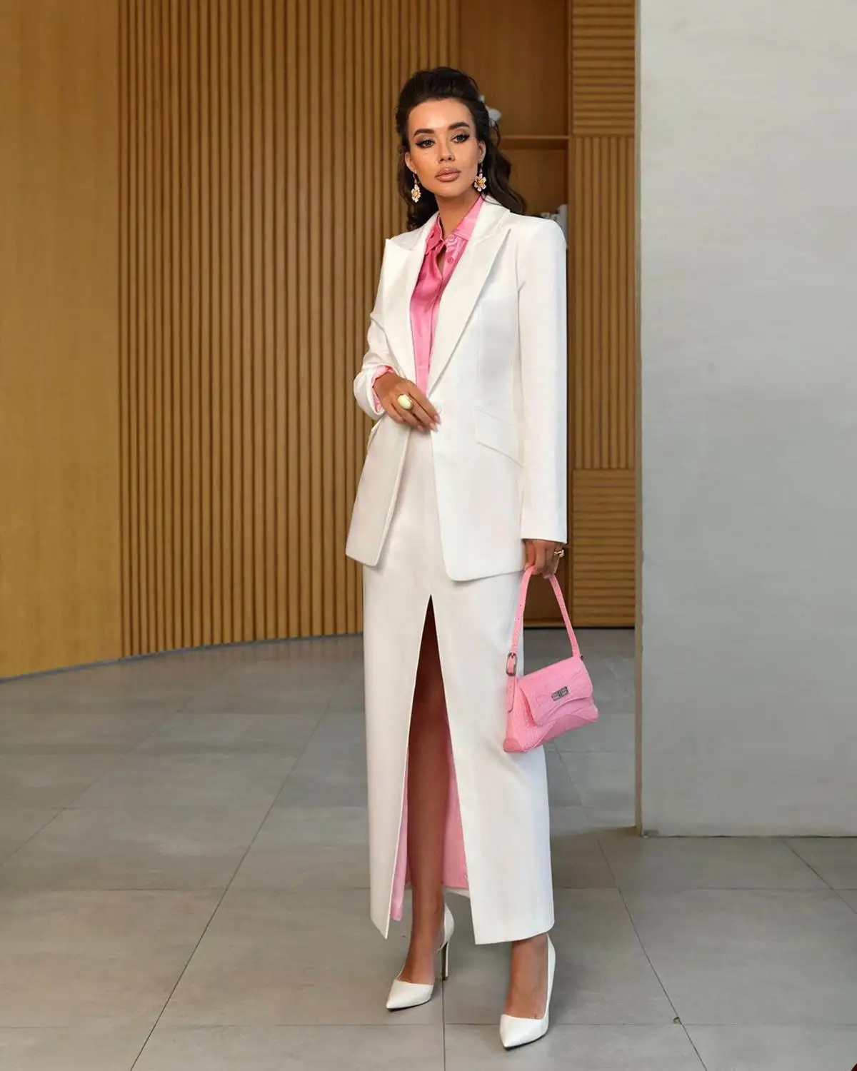 Formal Women Skirts Suits 2 Pieces Custom Made Pink Lining Mother Of Bride Blazer Jacket Guest Wear Dress Sets