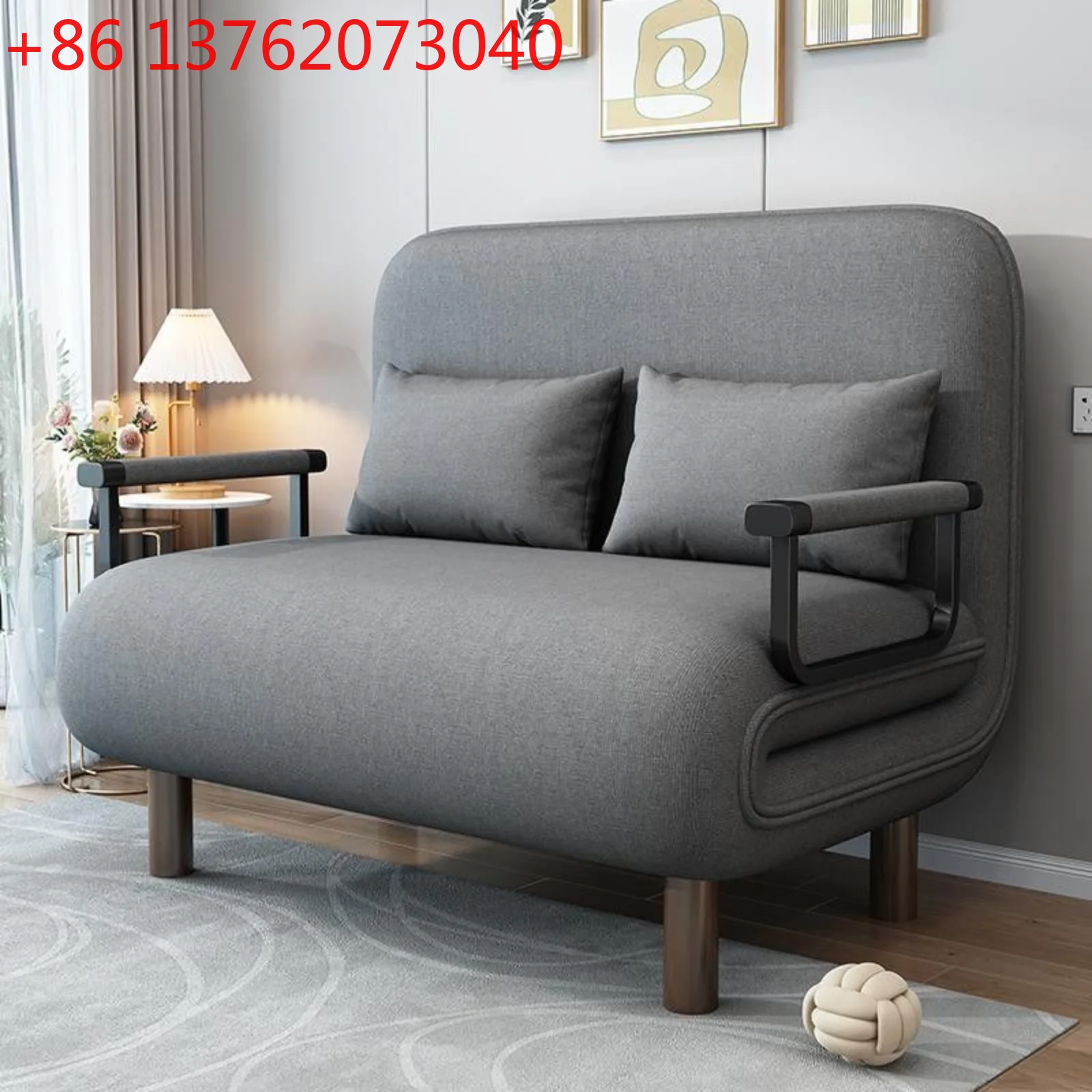 

1x Folding Sofa Bed Couch Versatile 3 in 1 with 2 Soft Pillows Lounge Cotton Chair Lazy Cushion for Apartment Home Livingroom