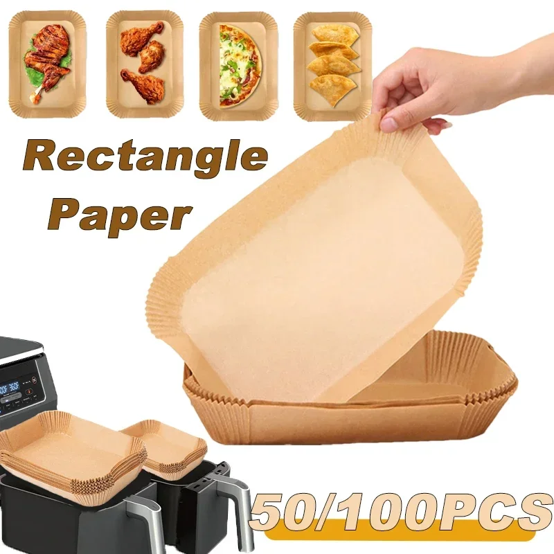 

Rectangular Air Fryer Disposable Paper Kitchen Air Fryer Liner Paper Mats Non-Stick Oil Baking Paper Pad for Oven Kitchen Tool