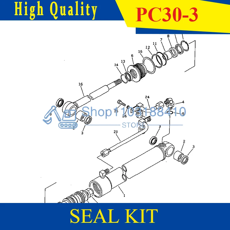 

PC30-3 KOMATSU BOOM/ARM/BUCKET/BLADE/SWING CYLINDER SEAL KIT AND MAIN PUMP MAIN VALVE SWING MOTOR TRAVEL MOTOR SWIVEL JOINT KIT