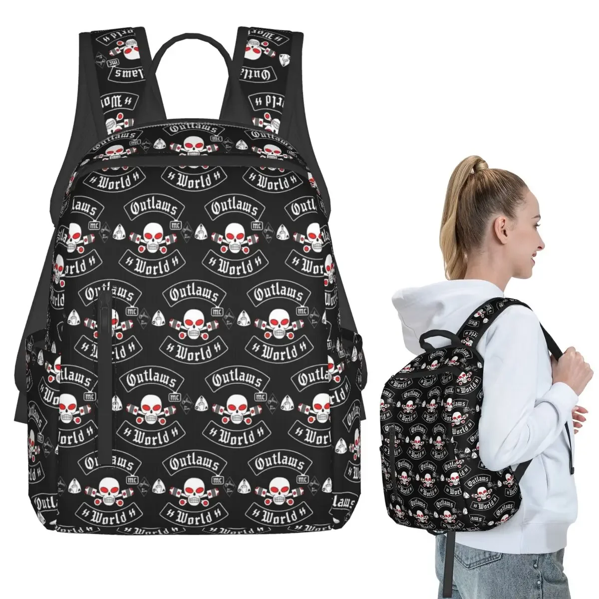 

Outlaws Mc Support Backpack Student Boys Girls BookBag Kids School Bag Computer Shoulder Bags for Men Women