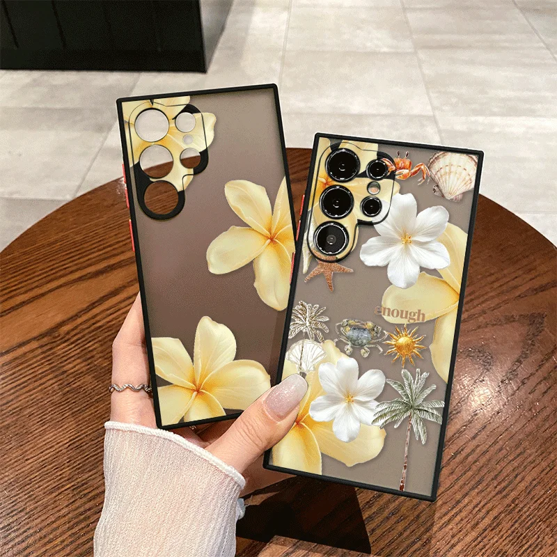Fresh Flower Summer Yellow Floral Printed Phone Case for Samsung Galaxy S26 S25 S24+ S23 Ultra S22 Plus S21 FE S26+ Soft Covers