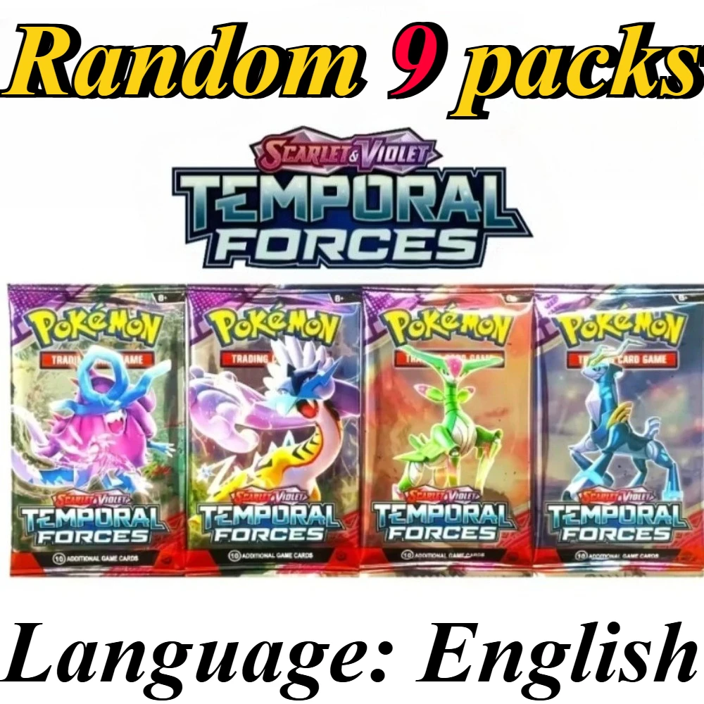 9 Packungen Pokémon-Kartenpakete Bright Stars Prismatic Evolutions, PALDEAN FATES, Englische Erweiterungspakete, Battle Transaction Card Geschenkset – Detail 3