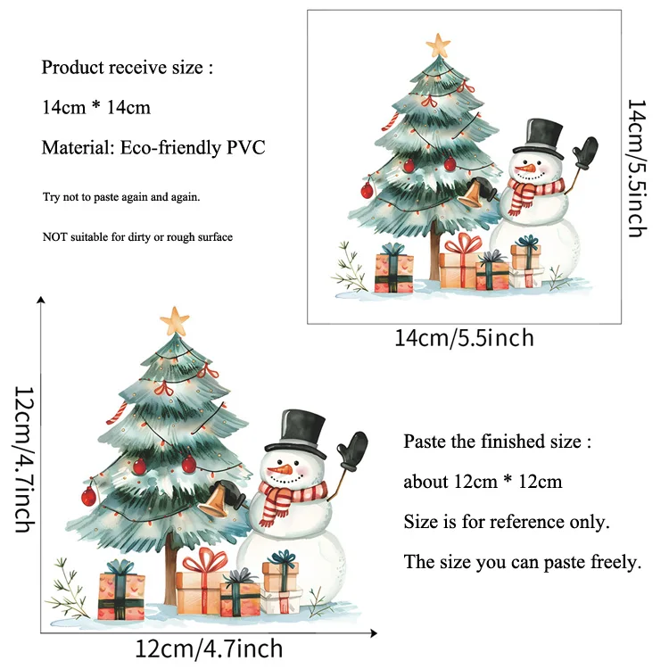 Cartoon Weihnachtsbaum Schneemann Schalteraufkleber Raumsteckdosen-Dekoration Wandbild Festliche Dekoration Selbstklebend für Neujahr Wanddekorationen – Detail 1