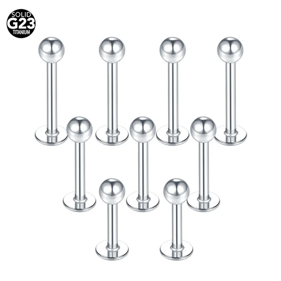 1pcs 4/6/8/10/12mm Titanium External Thread Labret Piercing Lip Stud Tragus Cartilage Stud Earring Piercings Jewelry 14G 16G