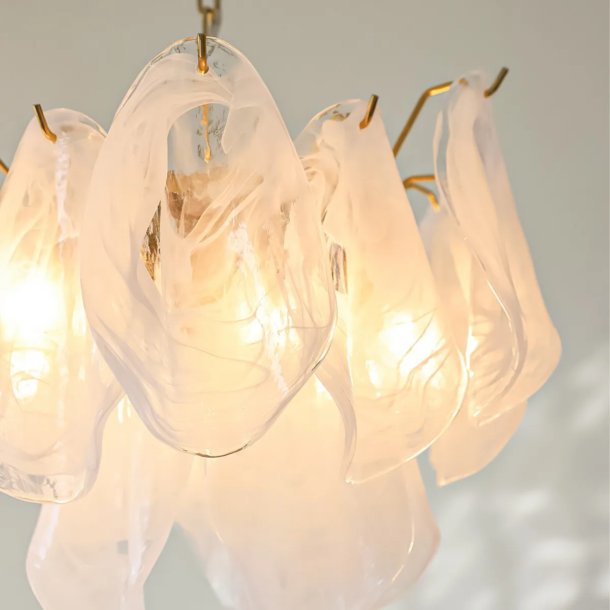 French romantic cloud glass chandelier, modern light luxury living room bedroom children's room