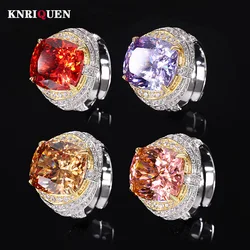 14*16MM Big Gemstones Ring Amethyst Tourmaline Quartz Rings for Women Cocktail Party Fine Jewelry Accessories Gift Adjustable