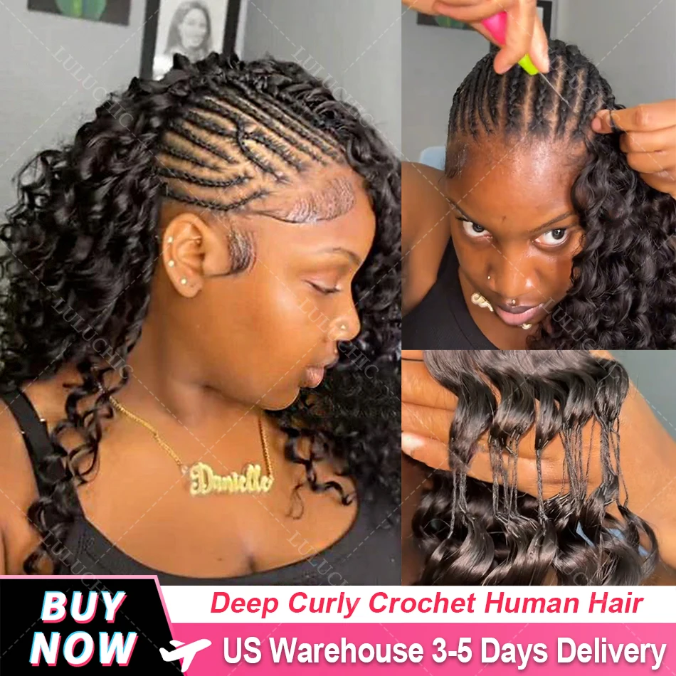 

Pre-divided Bulk Hair for Braiding Deep Curly Human Hair Knotless Crochet Hair Extensions Braids Boho Braids Invisible for Women