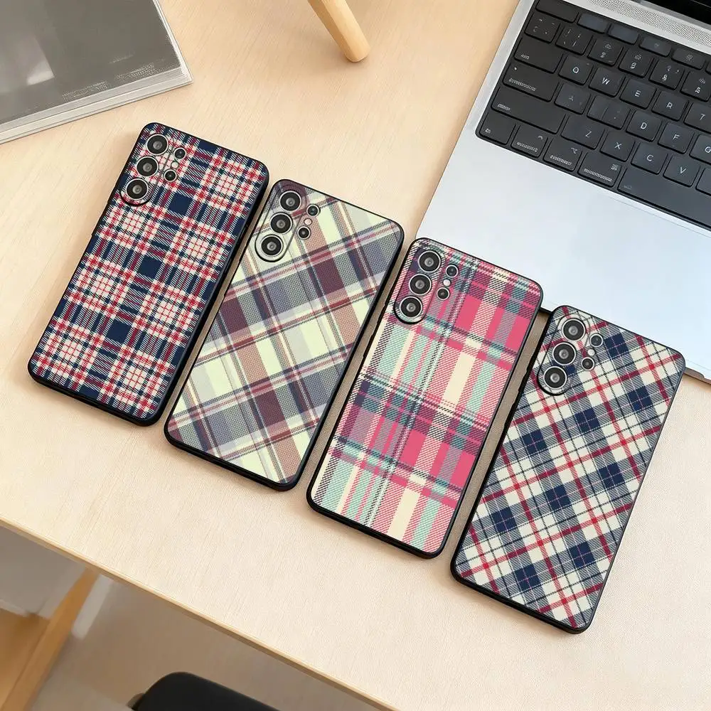

Fashionable Classic Plaid Pattern Phone Case For Samsung S25,S24,S21,S22,S23,S30,Ultra,S20,Plus,Fe,Lite,Note,10,Black Cover