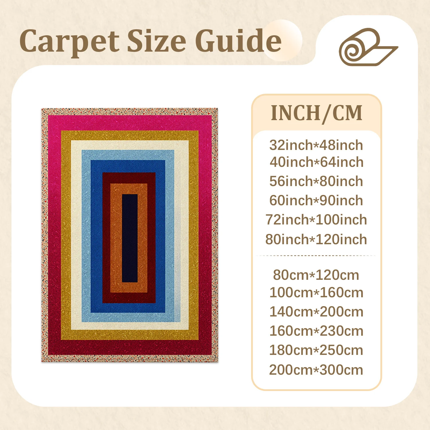 Geometric Concentric Rectangular Striped Area Rug Velvet Machine Washable for Living Room Bedroom Entryway, Ideal for Halloween Thanksgiving Black Friday Christmas New Year Home Decor