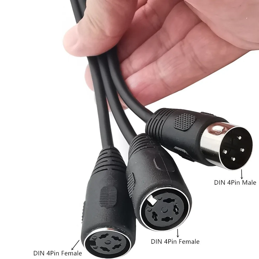 1 Male to 2 Female DIN 4PIN to 2DIN 4PIN Adapter Cable Plug and Play 0.5m/1.6ft 4 Pin DIN Y Splitter Cable