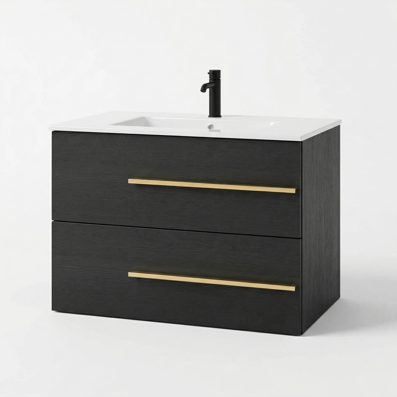 30‑Inch Wall‑Mounted Bathroom Cabinet Modern Light Luxury Style Wood Grain Texture Double Drawers With Large Capacity Suitable For Bathroom Without Sink