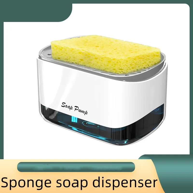 Automatic Soap Dispenser with Sponge Holder for Kitchen, Refillable Soap Container with Drain, Convenient Cleaning Tool