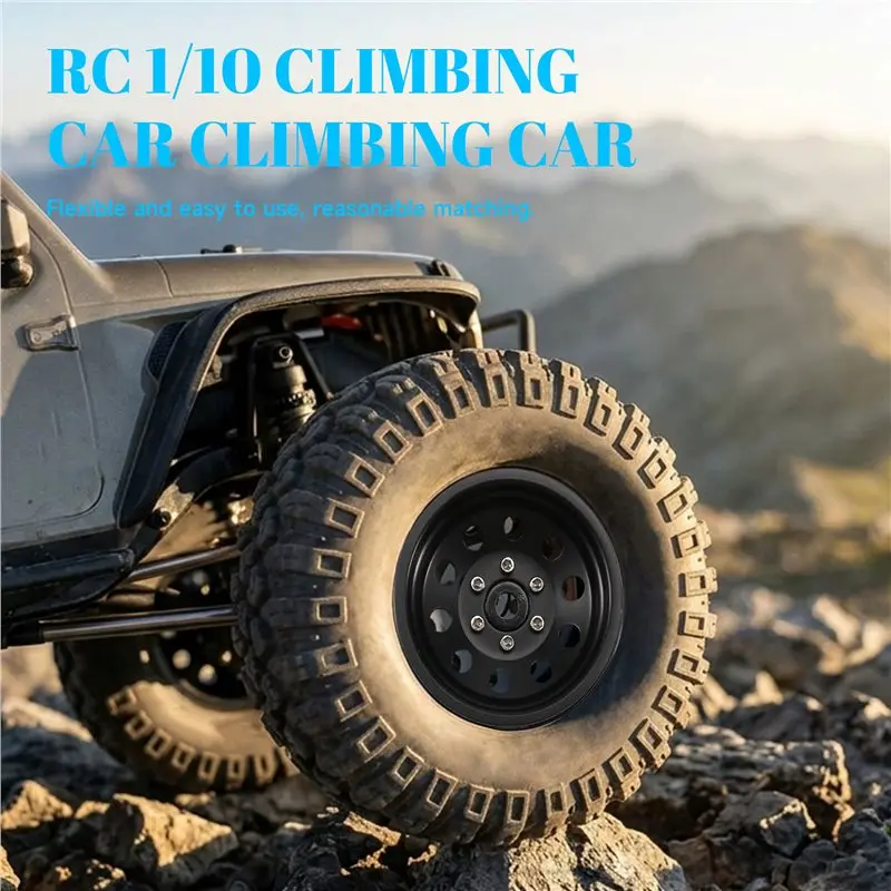 AS96-4Pcs RC Crawler Zinc Alloy 10 Small Round Hole 1.9 Inch Beadlock Wheel Rim For 1/10 RC Crawler Accessories DRM130B