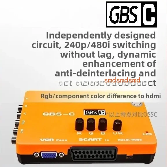 Low solution game color difference component. RGBS. Broom head SCART signal to VGA. HDMI high definition