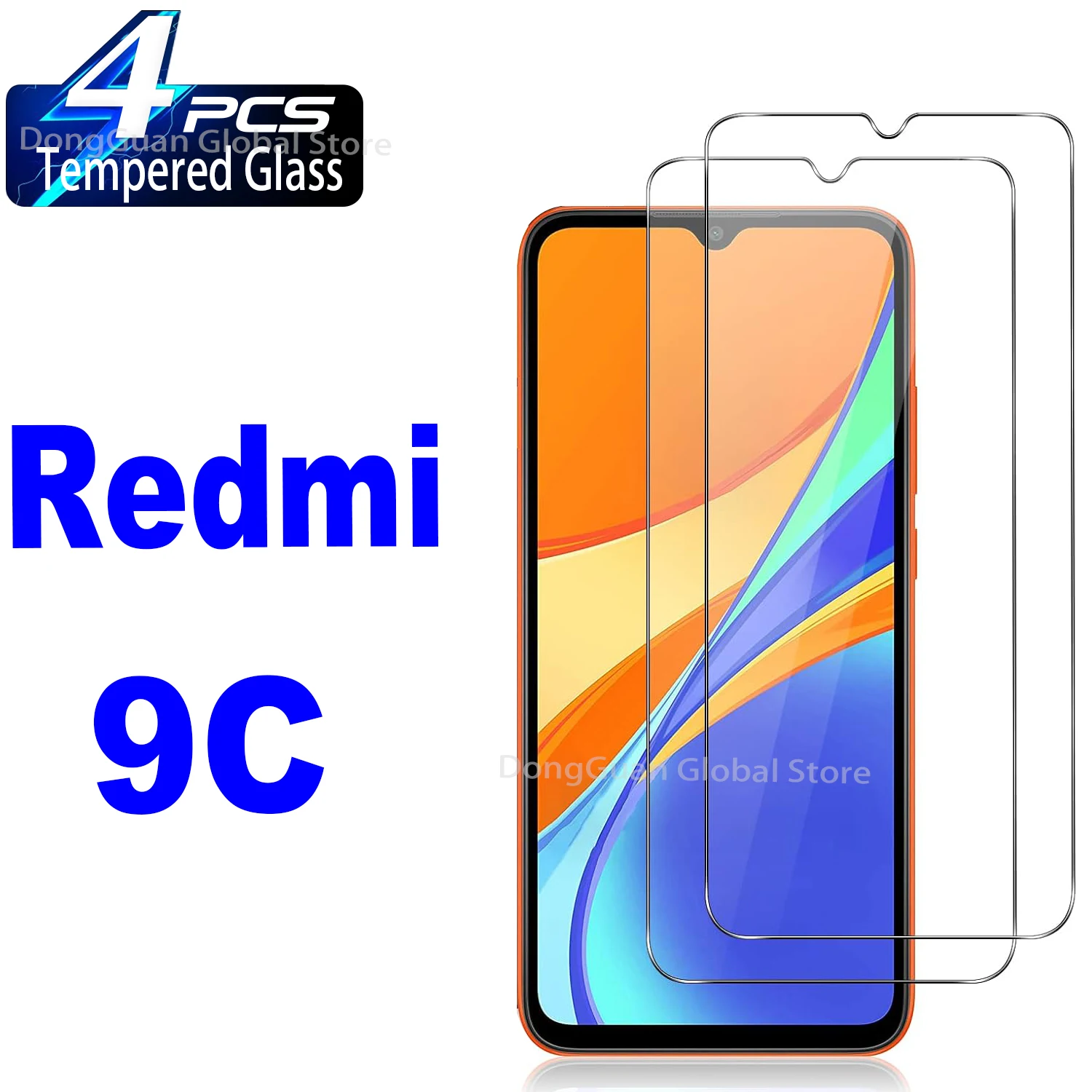 

2/4Pcs Tempered Glass For Xiaomi Redmi 9C Screen Protector Glass Film