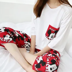 Mickey Pajamas Summer Pajamas Women's Short Sleeve 7-point Pants Cartoon Cute Fashion Outer Wear Housewear Set