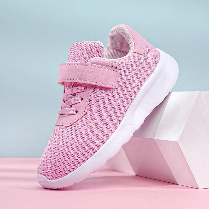 Children's shoes, girls' running and sports shoes, big children's and girls' breathable mesh surface, student shoes, soft soles,