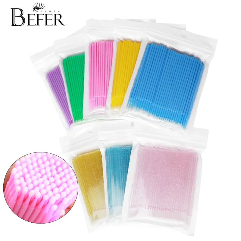 BEFER Disposable MicroBrush Cleaning Lash Cotton Swab Eyelash Extension Remover Beauty Detail Adjustment Makeup Clean Tools
