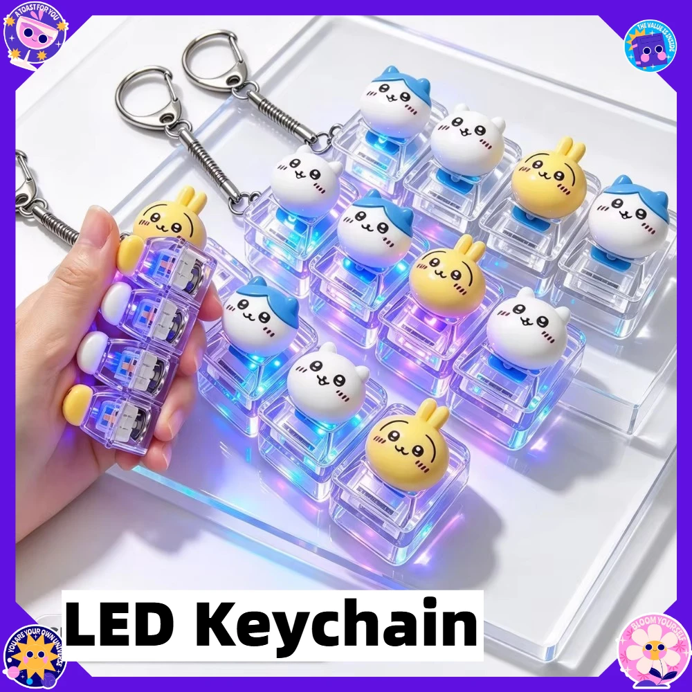 #NEW Chiikawa 26-Key Fidget Keychain Caps Clicker 4 Keys Light Up Pendant Cute Hachiware Usagi Stress Relief Toy Birthday Gift