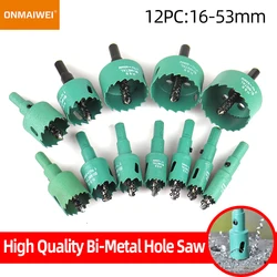 Bimetal Wood Hole Saw Drill Bit 12PCS16-53mm HSS Steel New M42 Core Hole Saw Suitable For Downlight Plasterboard Opening