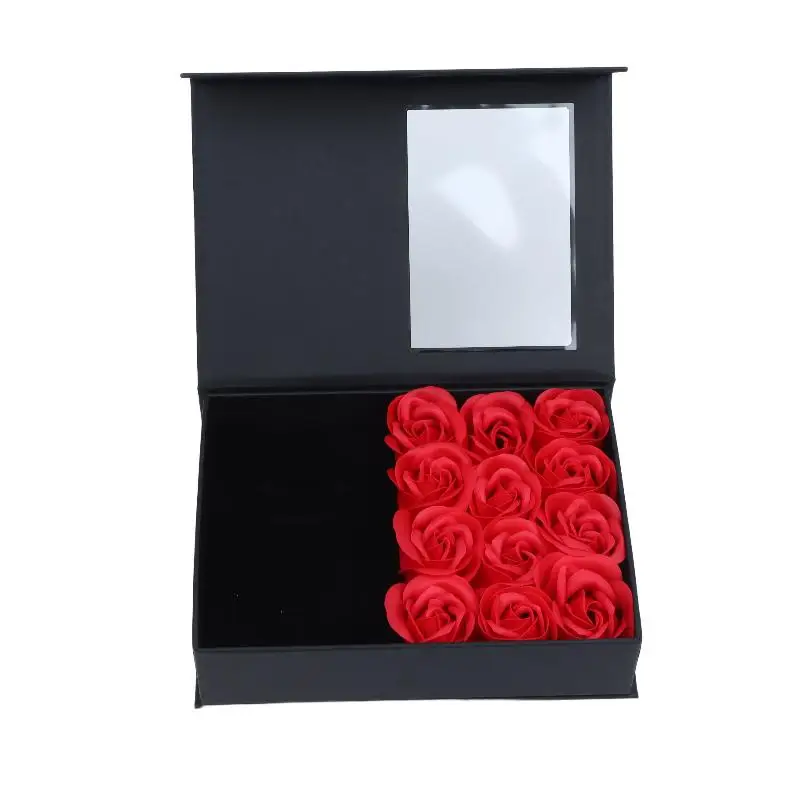 12 Rosen Seifenblumen Schmuck Geschenkbox mit Geschenktüte Valentinstag Geschenkbox für Halsketten Ohrringe Ringe Verpackungsbox – Detail 14