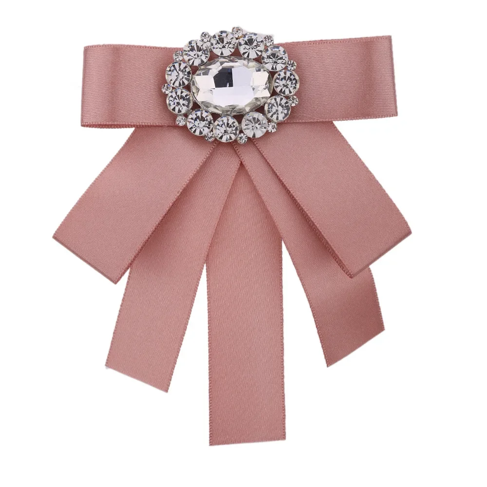 i-Remiel New Tie Bows Brooch Rhinestone Cloth Art Pins And Brooches Ladies Broaches Collar Decoration Groom Blouse Jewelry Badge