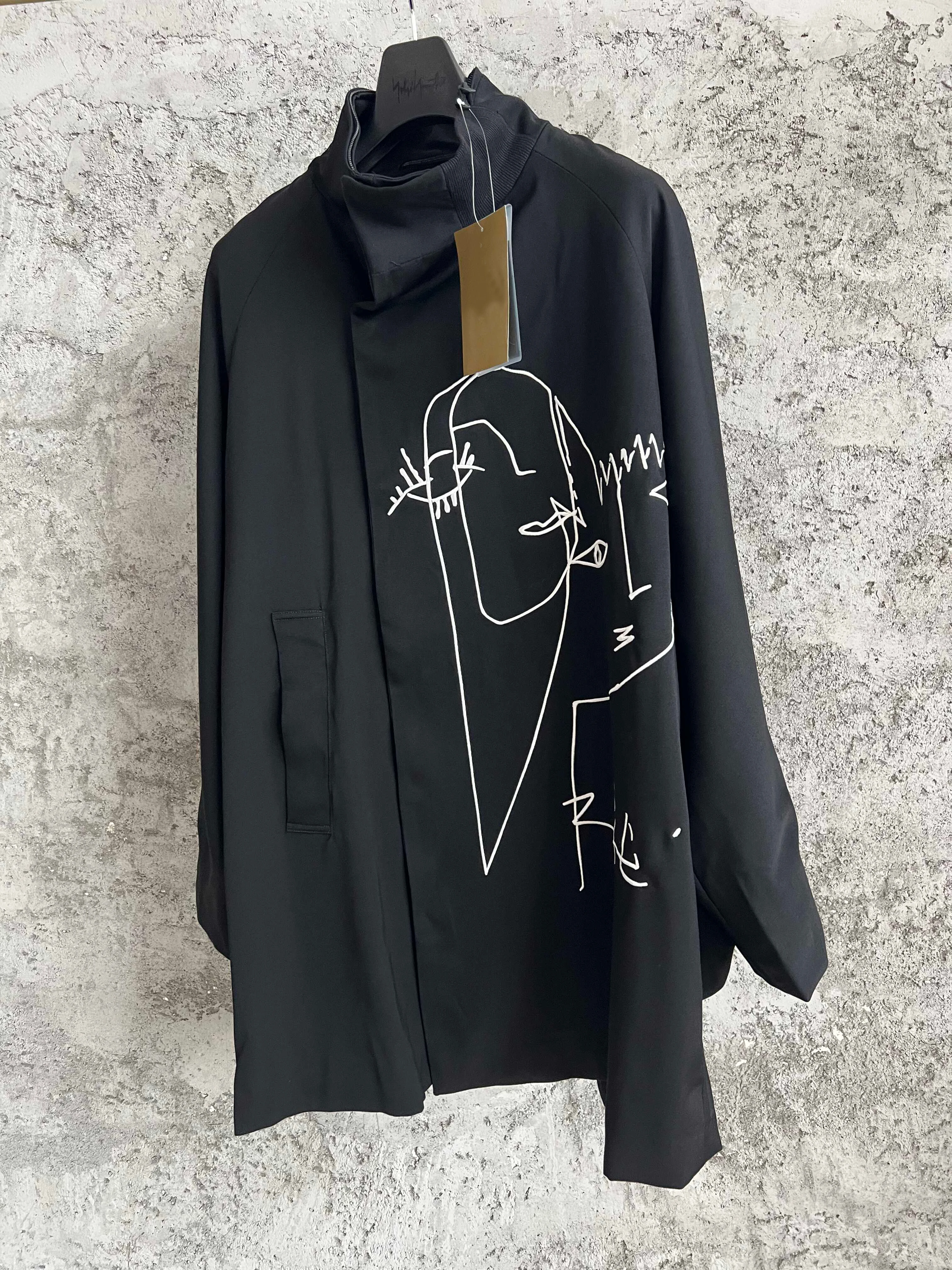 TOP-YAMAMOTO original design embroidered shaft-style windbreaker, wool coat, runway jacket