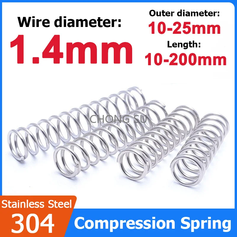 

304 Stainless Steel Spring Steel Y-shaped Compression Spring OD 10/11/12/13/15/16/17/18/20/22/25mm Wire Diameter 1.4mm