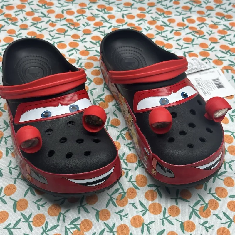 New Arrival Cartoon Numbered Car with Lights Flash Function Glow-in-the-Dark Decorative Casual Hole-Patterned Sandals view 3