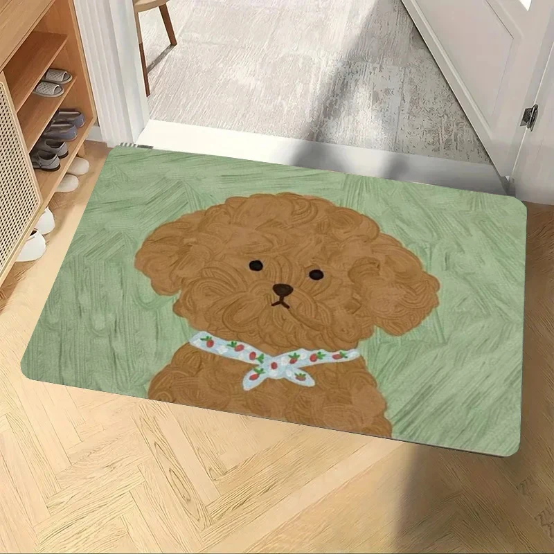 Kawai-felpudo antideslizante con pintura al óleo para cachorros, tapete de bienvenida para pies, sala de estar, dormitorio, cocina, entrada, regalos