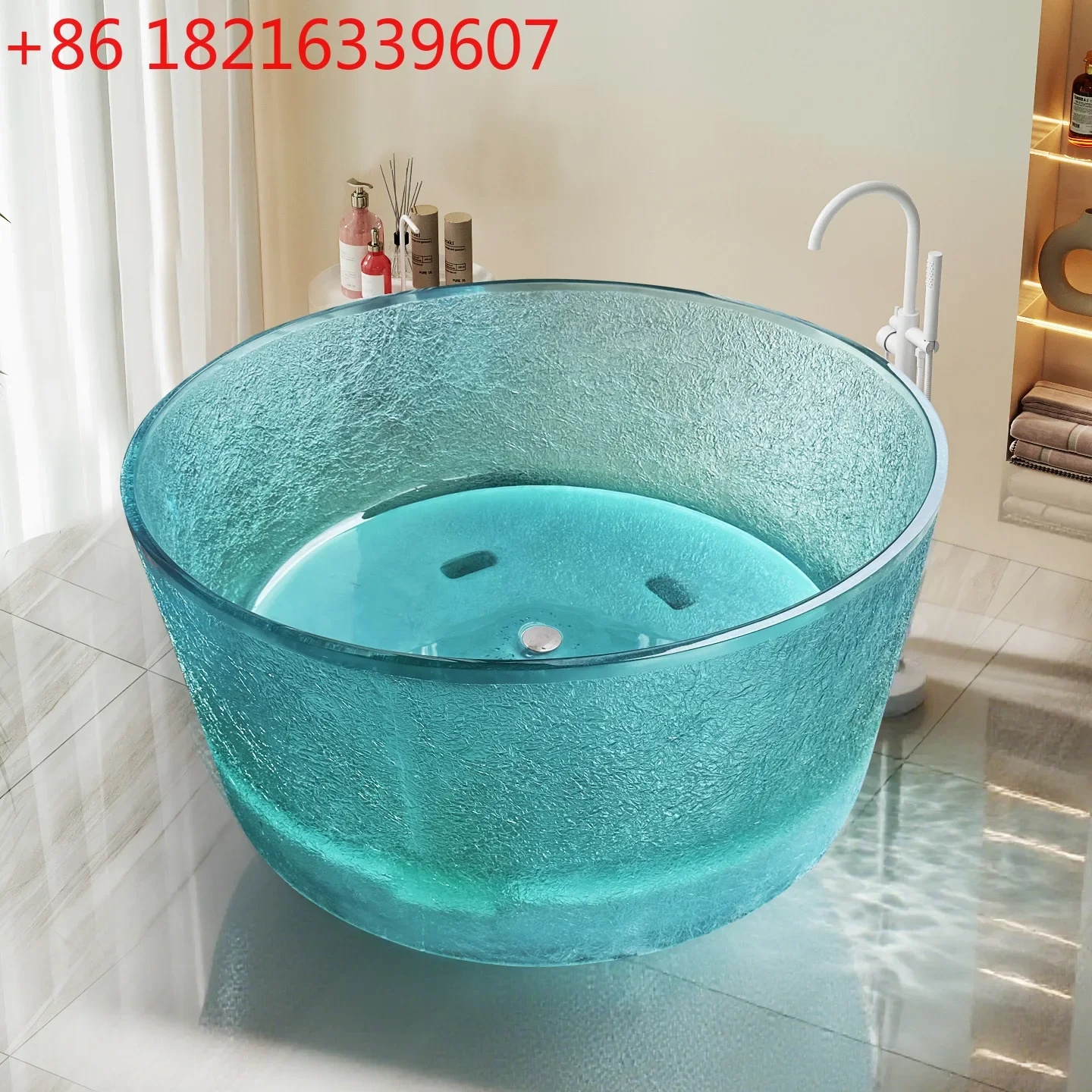 Ice pattern color transparent resin bathtub double couple hotel homestay 1.5 meters 1.2 meters