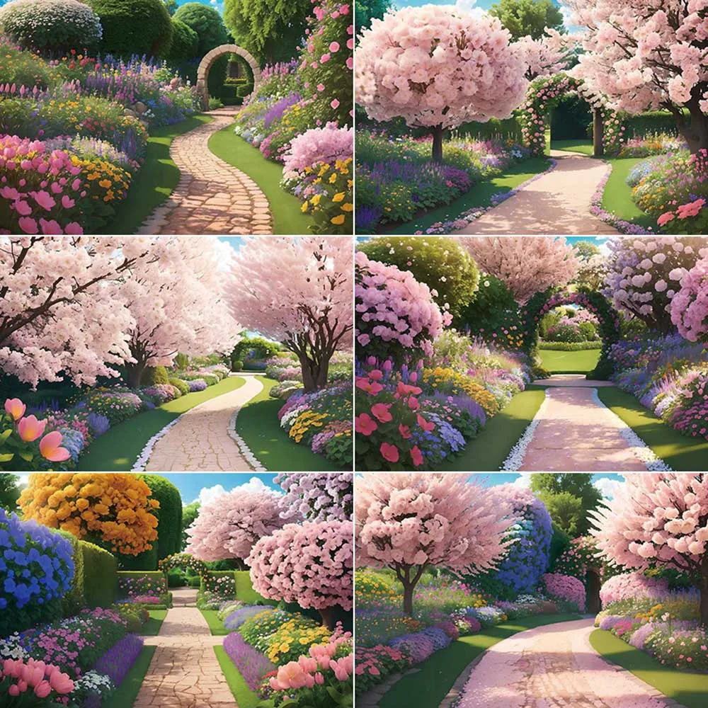 

MOON.QG Flower Garden Background Photography Spring Wonderland Pink Photozone Backdrop Children Photo Studio Photobooth Supplies