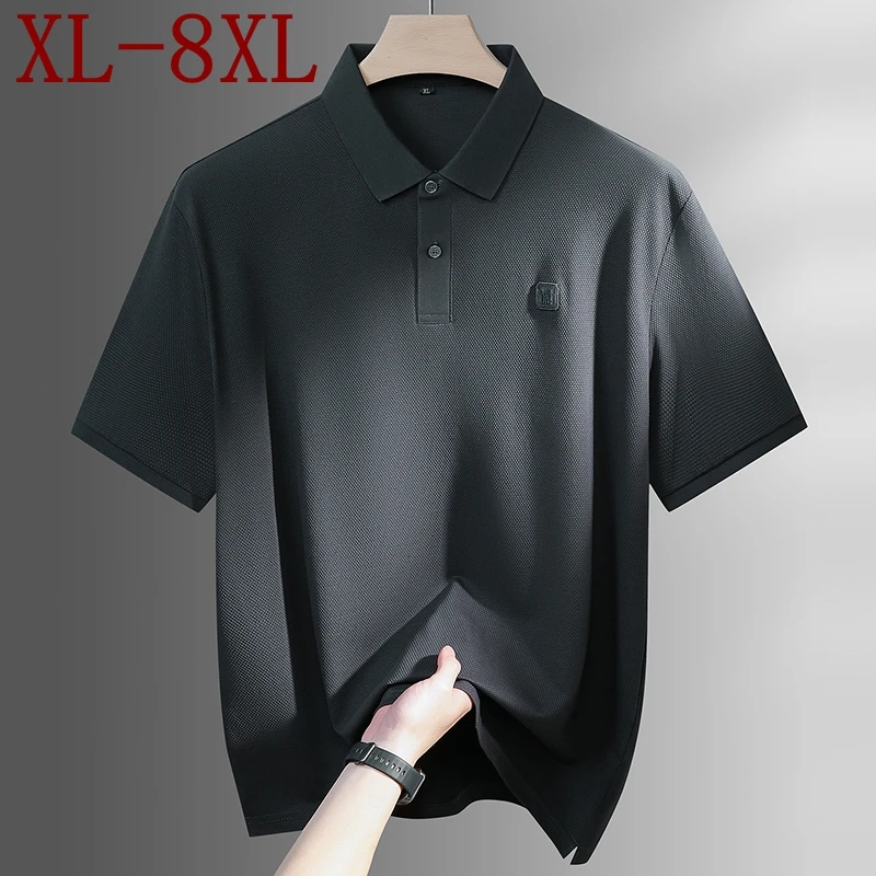 

Мужские рубашки поло из высококачественного хлопка, размеры 8XL, 7XL, 6XL, новинка лета 2026, повседневные, свободного кроя, с отложным воротником, мужская одежда